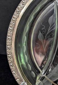 Wallace Etched Glass and Sterling Silver Rimmed Dish