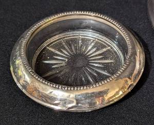Vintage Sterling Silver Rimmed Coasters