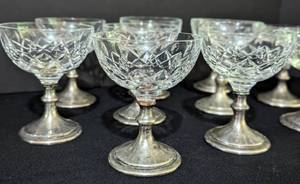 Hawkes Crystal and Sterling Silver Champagne Glass Set