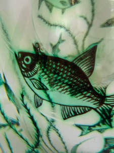 Vintage Mid-century Orrefors Glass Graal Vase by Edward Hald with Fish