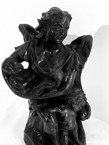 Black Statue Figurine Woman Angel With Children