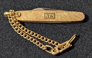 Small 14k Gold Pocket Knife and Chain