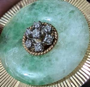 14k Gold and Jade Pedant Brooch