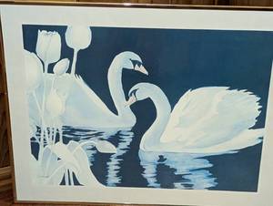 Framed Swan Print by Pedersen