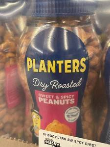 lot 85 image: Trolly - Planters Dry Roasted Sweet & Spicy Peanuts (6 x 16 oz)