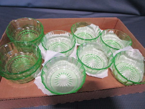 Custards, Green Depression Glass