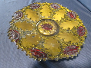 Goofus Glass with Embossed Roses