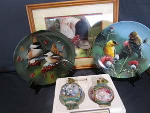 Cardinal Print & Bird Plates, Lena Liu Ornaments