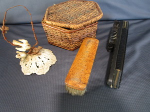 Vintage Sewing Basket, Brushes, Cake Topper