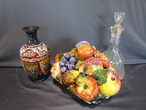 Asian Vase, Decanter, Fruit Basket