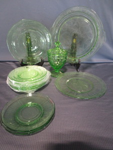 Dinner Plates - Green Depression, Candy