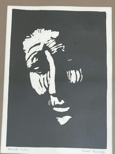 lot 5 image: Framed Art Piece Signed & Numbered Block Print The Head by CAROL PINSKY