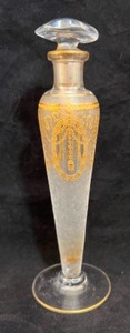 lot 14 image: Antique VICTORIAN Gilded Etched MIGNON DROPPER Footed Perfume Bottle #1
