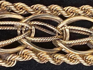 lot 2 image: 14K GOLD BRACELET Heavy Filigree Link 7 Ladies Jewelry 35.4 grams