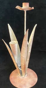lot 36 image: Vintage Metal Design Combined FLOWER VASE & CANDLE HOLDER Candelabra