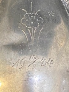 lot 37 image: Vintage SVENSKT TENN Pewter Engraved Vase Sweden