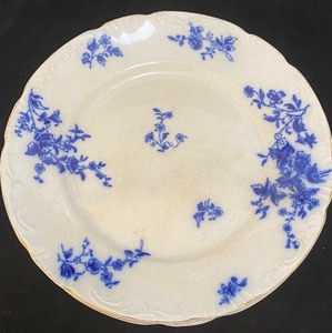 lot 40 image: Antique c1897 Grindley Rose  Blue Flow Floral Dinner Plates - Qty 4