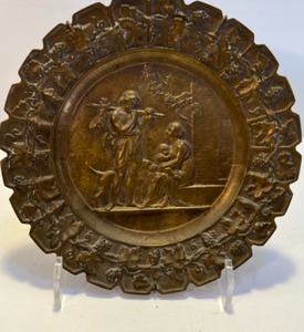 lot 50 image: Antique Heavy Cast Bronze BERTEL THORVALDSON Plate Neo-Classical Man of the Ages