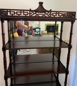 lot 93 image: Vintage 1930s FRETWORK PAGODA Curio Display Cabinet in Mahogany Sturdy