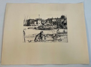 lot 16 image: Antique James Abbott McNeill Whistler 18341903 Black Lion Wharf, from The Thames Set Etching on Paper