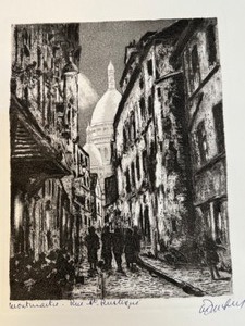 lot 118 image: Vintage ETCHING Basilica of Sacre-Coeur Dome Montmartre Cathedral Signed by Artist Original