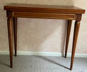 lot 138 image: LOUIS XVI Foldout Games Table Hardwood w Unique Mechanism