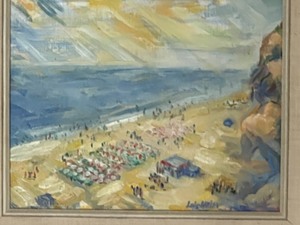 lot 142 image: Framed Original Acrylic Painting Beach Scene by LOIS HEIM Local Minnesota Artist