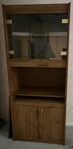 lot 145 image: Vintage 80s Laminate Glass BOOKSHELF Storage Cabinet