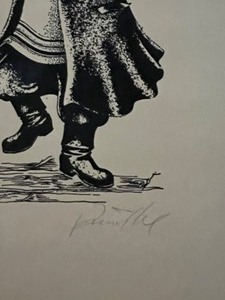 lot 148 image: Vintage SEYMOUR ROSENTHAL Thermography Lithograph Signed by Artist, Jewish Art Dancing Jew #3