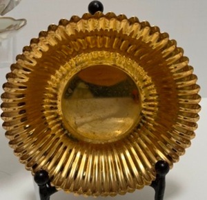 lot 152 image: Antique Porcelain China, Miniature Medallion Painting in Filigree Frame, 24Kt Plated Dish, Teapot & More