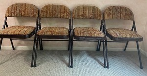 lot 167 image: Vintage Retro Fabric Folding CHAIRS Made by MECO - QTY 4