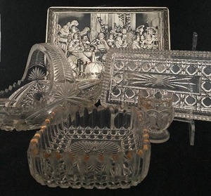 lot 172 image: Glassware and Vintage Embossed Belgian Biscuit Tin