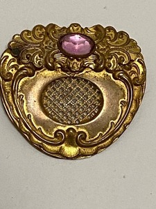 lot 253 image: VICTORIAN Brooch  Pin, Celluloid Painted Lady Powder Jar Including Odd Lid & Necklace wGlass Cabachon