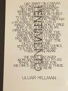 lot 255 image: Framed LILLIAN HELLMAN Quote with Artwork by Loni Locketz
