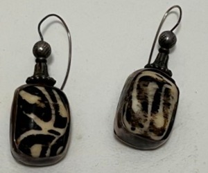 lot 217 image: Variety of Natural Stone & Shell Artisan EARRINGS Including a Large Abalone BOLO TIE Slide