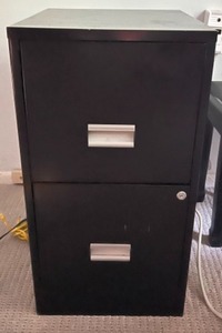lot 274 image: Black Metal File Cabinet Office Storage Two Drawer with Lock