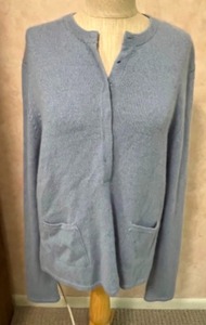 lot 279 image: M-A-G MAGASCHONI 100% Cashmere Button Down Sweater Knit Blue Tunic Style Womens Sz XL