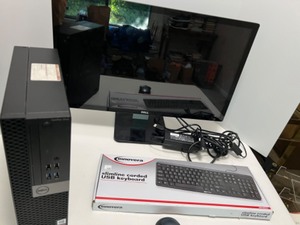 lot 283 image: DELL Computer Setup Including a Dell OptiPlex 3040 Computer Tower, a Dell 25 Monitor Screen, Logitech Wireless Mouse & New Keyboard
