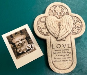lot 289 image: GEORGE CARRUTH  Love Leaves A Memory  Engraved Stone Art Cross