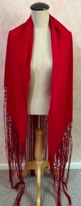 lot 303 image: Vintage VICTORIAN Style Silk Ladies SHAWL with a Detailed Fringed Edge Evening Wear