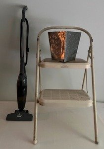 lot 307 image: Cleaning Time BISSEL Featherweight Stick Vacuum, Folding Stepstool & Wastebasket