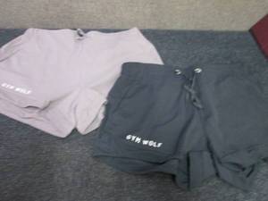2 Pair Ladies Gym Wolf Tie Shorts S...