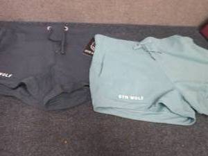 2 Pair Ladies Gym Wolf Tie Shorts S...