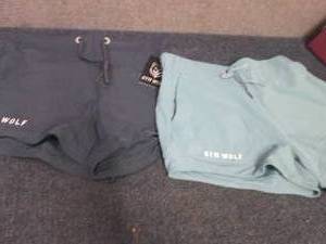 2 Pair Ladies Gym Wolf Tie Shorts S...