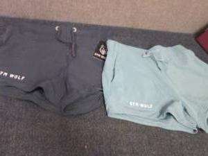 2 Pair Ladies Gym Wolf Tie Shorts S...