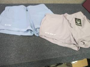 2 Pair Ladies Gym Wolf Tie Shorts S...