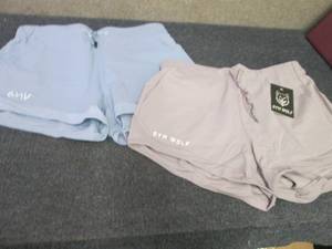 2 Pair Ladies Gym Wolf Tie Shorts S...