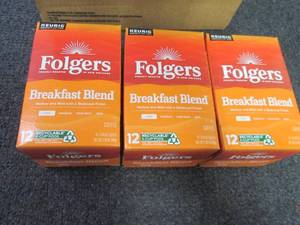 3- 12 ct Folgers Breakfast Blend Kc...