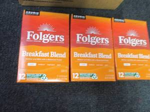 3- 12 ct Folgers Breakfast Blend Kc...