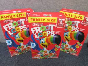 3- 18.4 oz Kelloggs Fruit Loops...
